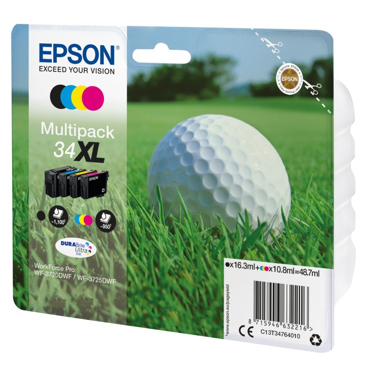 Tinta Epson 34XL Pack Negro/Tricolor (C13T34764010)