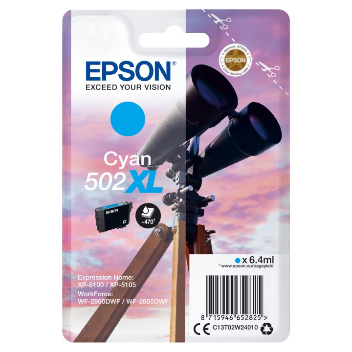 Tinta Epson 502XL Cian 6.4ml 470 páginas (C13T02W24010)