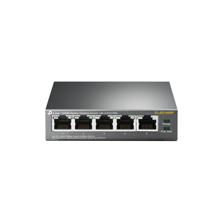 Switch TP-Link 5xRJ45 GbE PoE 56W Negro (TL-SG1005P)