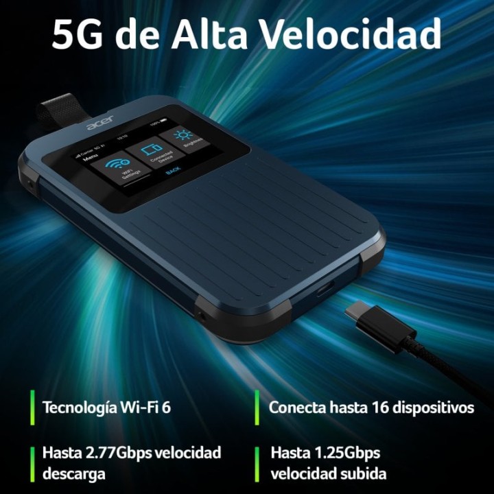 Acer Connect Enduro M3 Router 5G Mobile Hotspot, Router WiFi 6 Dual Band, 2.4" Táctil, NanoSim