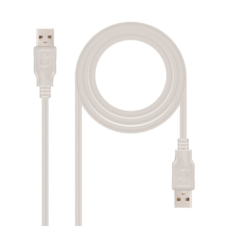 Nanocable USB-A/M a USB-A/M 2m Gris (10.01.0303)