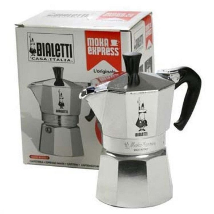 Cafetera Italiana Bialetti Moka Express 0,55L Aluminio 9 tazas Mango de Madera