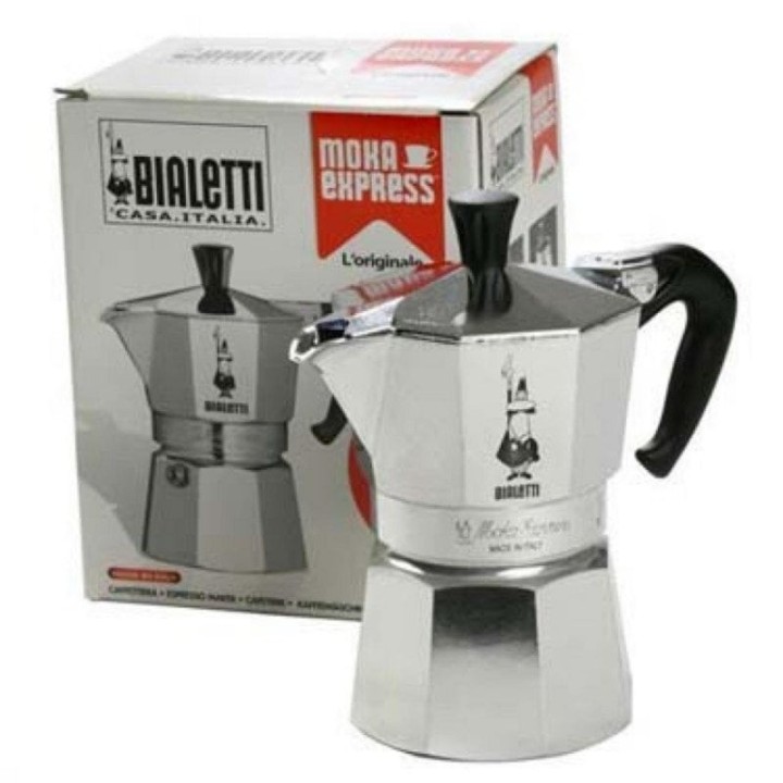 Cafetera Italiana Bialetti Moka Express 12 Tazas 0.775L Aluminio Plata Negro