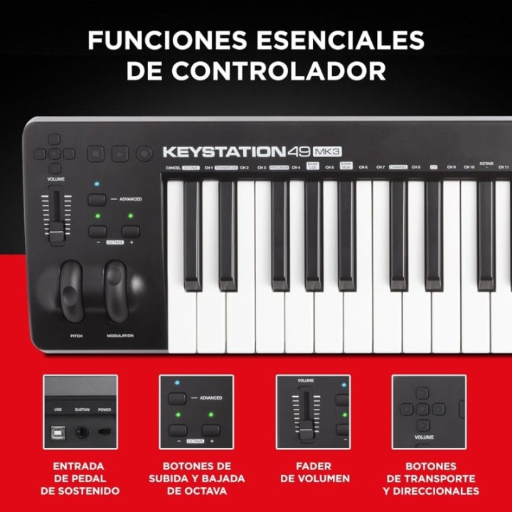 M-Audio Keystation 49 MK3 Teclado Controlador MIDI USB 49 Teclas Negro