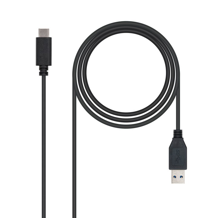 Nanocable USB-C/M a USB A/M 1m Negro (10.01.4001)