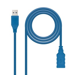 Nanocable USB-A/M a USB-A/H 2m Azul (10.01.0902-BL)