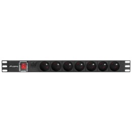 Regleta Lanberg PDU-07E-0200-IEC-BK 7 salidas tipo E 2500W 2m RACK 1U IEC C14 Negra