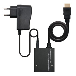 Nanocable HDMI/M a 2xHDMI/H 25cm Negro (10.25.3502)