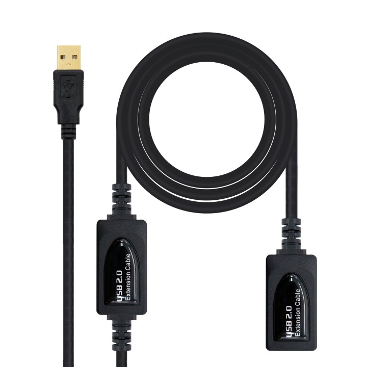 Nanocable USB-A/M a USB-A/H 10m Negro (10.01.0212)