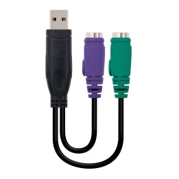 Nanocable USB-A/M a 2xPS/2/H 15cm Negro (10.03.0101)
