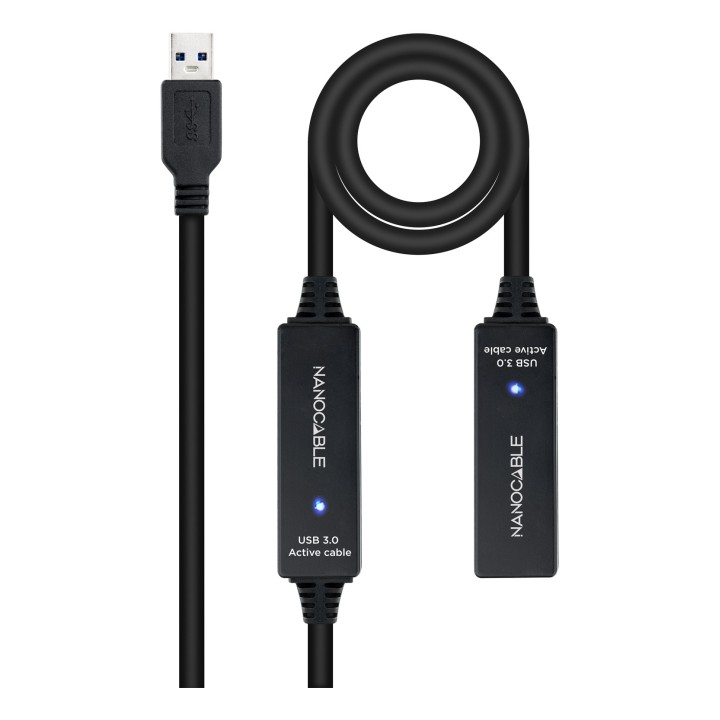 Nanocable USB-A/M a USB-A/H 15m Negro (10.01.0313)