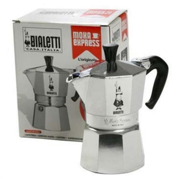 Cafetera Italiana Bialetti Moka Express 0,55L Aluminio 9 tazas Mango de Madera