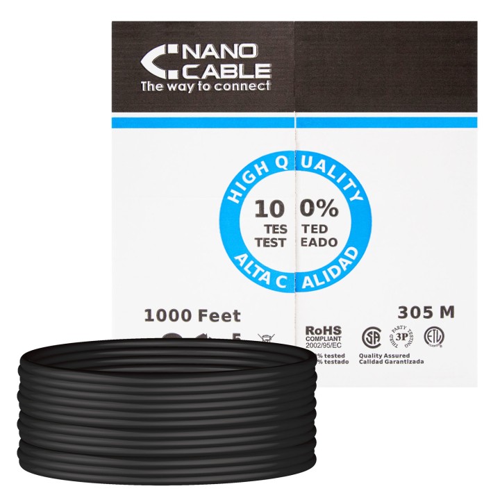 Nanocable RJ45 Cat.6 UTP 305m Negro (10.20.0504-EXT-BK)