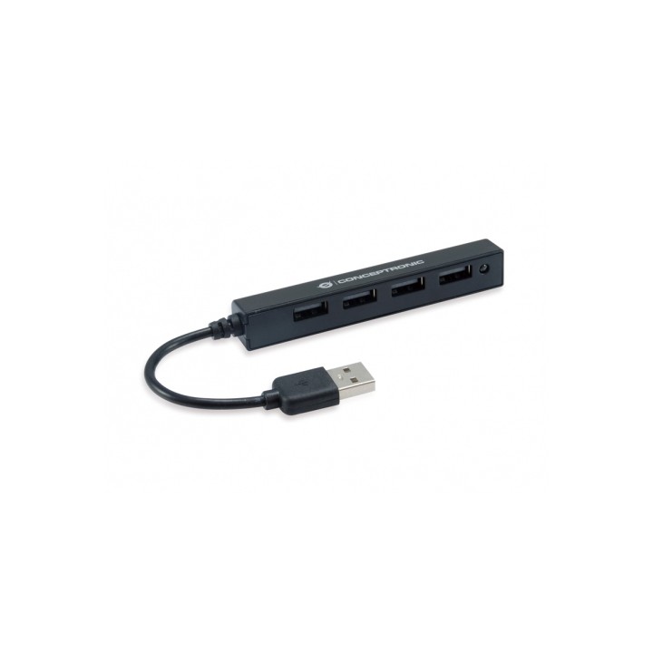 Hub CONCEPTRONIC USB 2.0 a 4xUSB 2.0 Negro (HUBBIES05B)