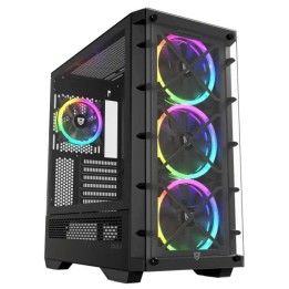 Nfortec DRACO X A-RGB Torre ATX 4 Ventiladores Cristal Templado USB 3.2 Soporte GPU Negra